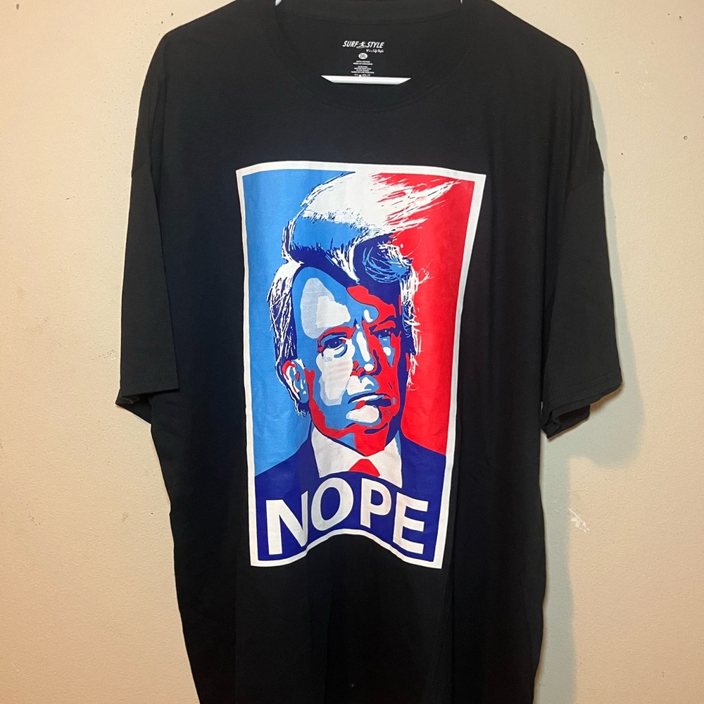 Vintage Surf Style Black Tee with Red and Blue Graphic